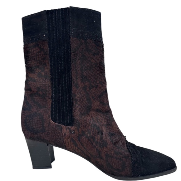 SPECCHIO BY STUART PONY HAIR ANIMAL PRINT COWBOY BOOTIES WITH SUEDE TOE  SZ 8 - Picture 1 of 13
